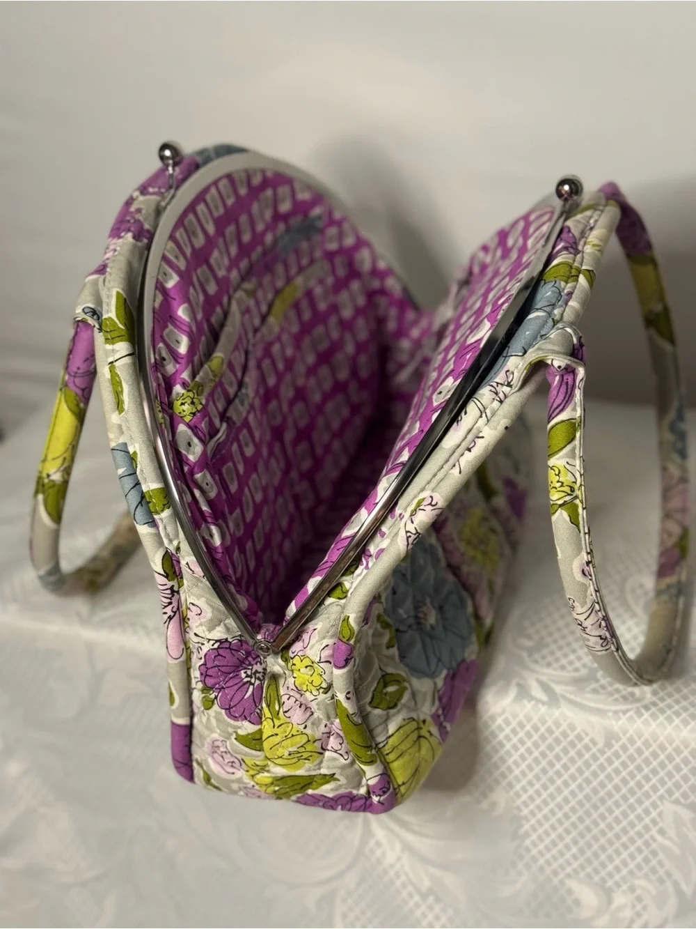 Vera Bradley Quilted Floral Frame Satchel-Retired Pattern- Double Compartment